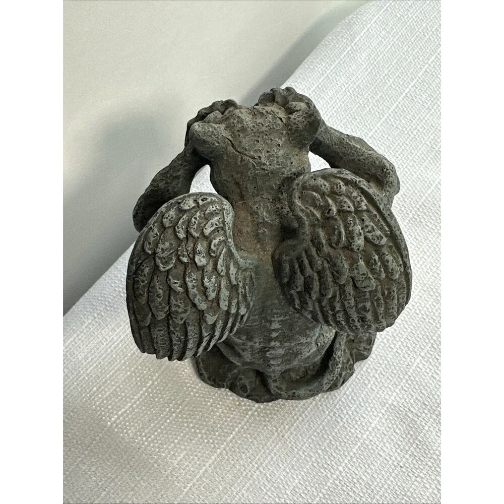 Vintage Summit Collection 4” Gargoyle Statue Figurine Gray Stone See No Evil